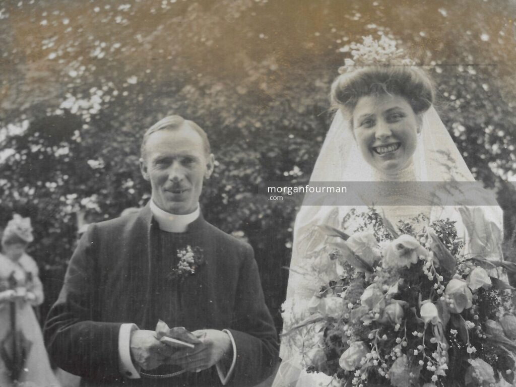Rev T. L. Williams and May Downing wedding, 4 Jun 1906. Taken by Auntie Ida