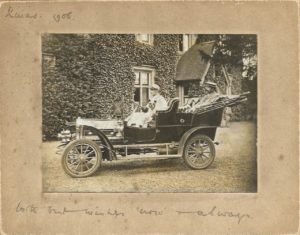 Stourton Hall in 1908 (In the car are Jim Mathews and his father Randle Mathews)