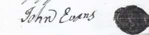 John Evans Signature and Seal 1784