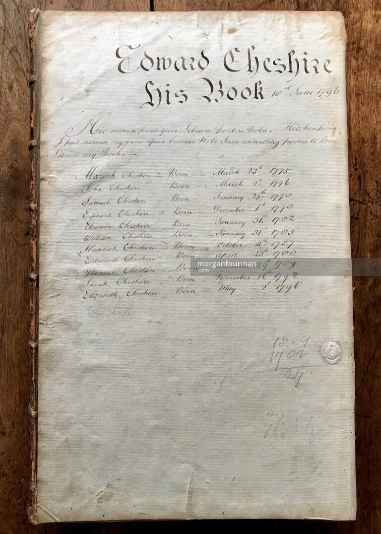 Cheshire Bible 1789, front flyleaf