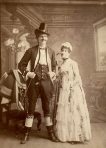 Theatricals, Buxton, mid 1880's. Nelly Marten with friend in costume