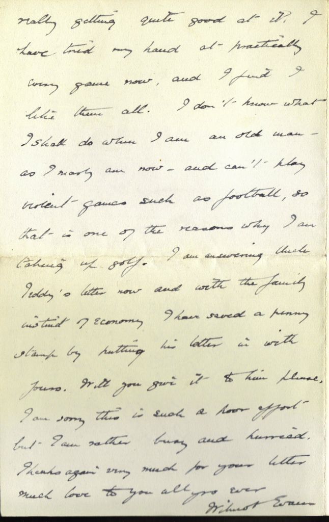 Letter from Wilmot to Aunt Nettie - Mar 1916