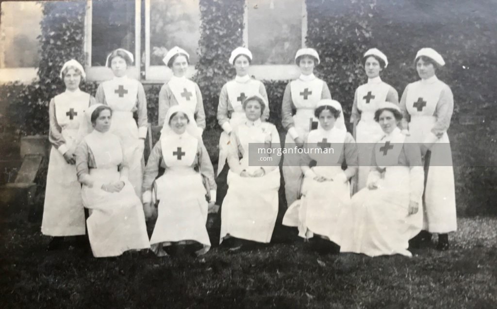Nurses, Studley Court Hospital, Stourbridge, 1914. Molly standing third right