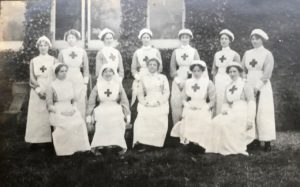 Nurses, Studley Court Hospital, Stourbridge, 1914. Molly standing third right