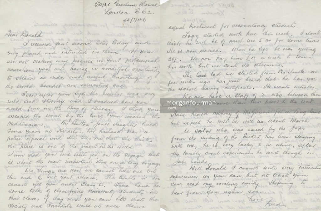 William Henry Morgan's letter to Donald, 25 Jan 1946