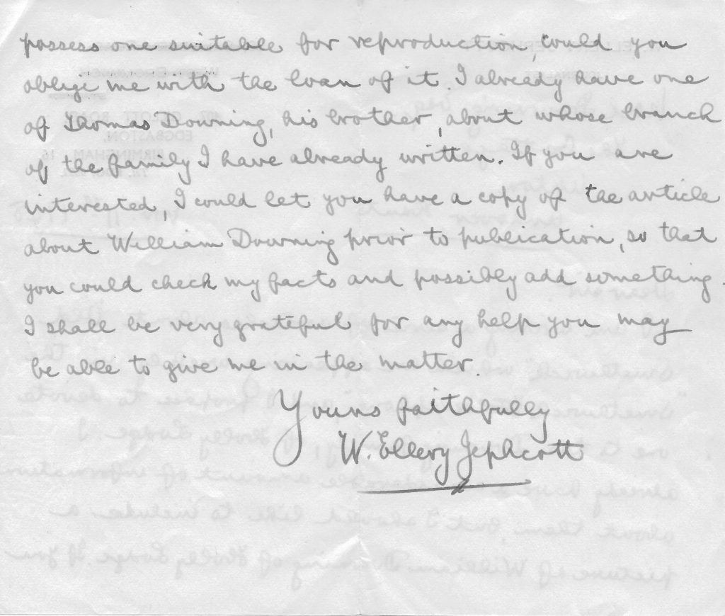 Letter from W Ellery Jephcott to WN Downing 11 Nov 1948