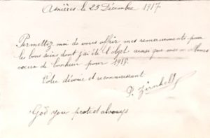 Greetings from G. Zirnhelt, possibly Belgian soldier, 25 Dec 1917