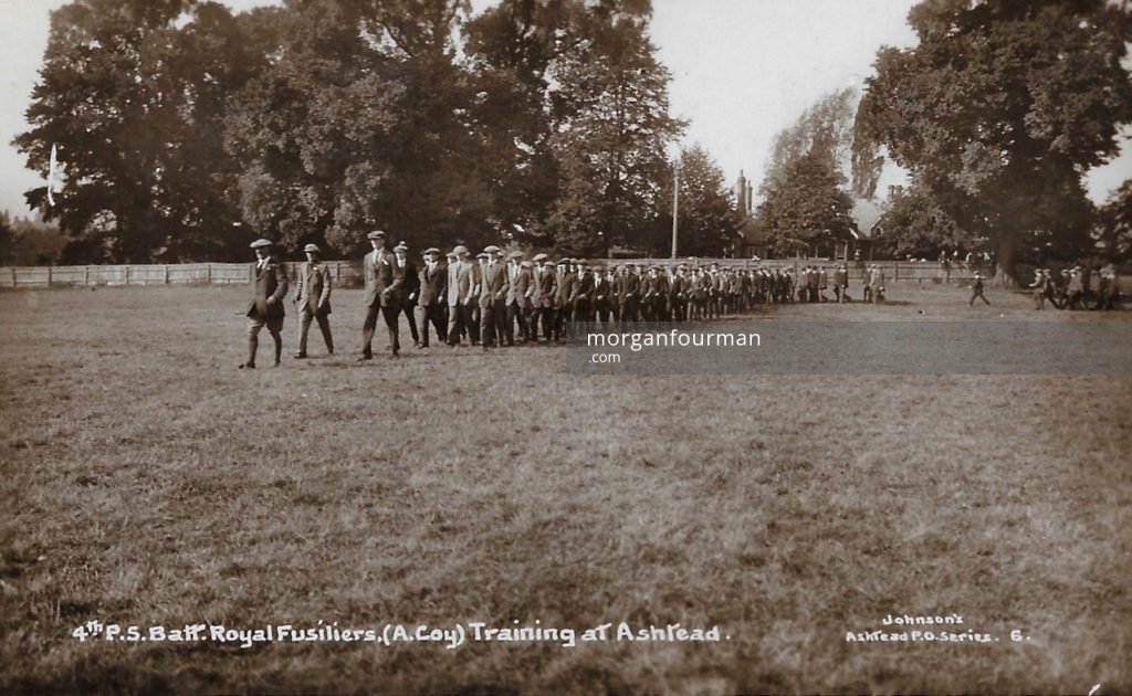 4th Public Schools Battalion Royal Fusiliers, (A Company) Training in Ashtead. Johnson's Ashtead P.O. Series