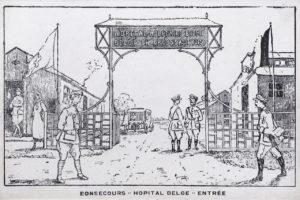 Postcard of Bonsecours, L’Hôpital Militaire Belge, design by E. Bossaerts