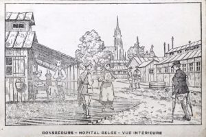Postcard of Bonsecours, L’Hôpital Militaire Belge, design by E. Bossaerts