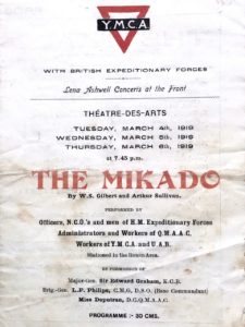 The Mikado Programme, Lena Ashwell Concerts at the Front, Théâtre des Arts, Rouen, 6 Mar 1919