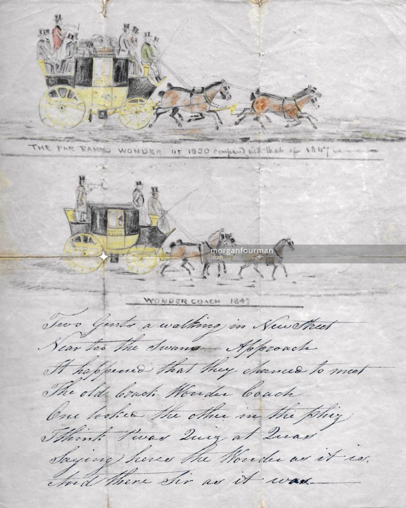 The far famed Wonder of 1830 compared with that of 1847, drawing and poem by Sarah Evans, 1847