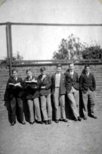 In school yard, 1938