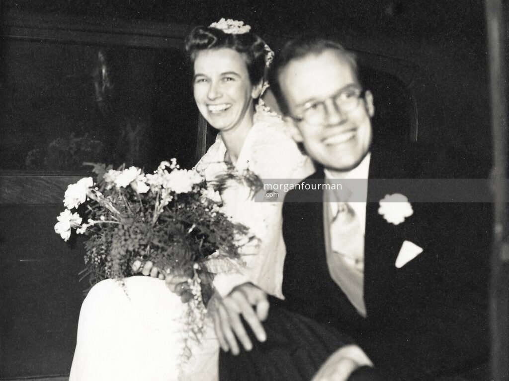 Donald and Pamela Morgan wedding, 16 Dec 1950
