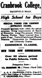 Cranbrook College, Eastern Counties' Times, 17 Sep 1926