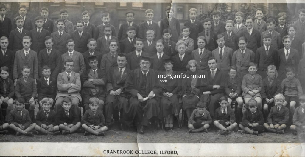 Cranbrook College Ilford, 1929. Photo by Panora Ltd, London, W.C.1. (cont.) Donald Morgan is fourth left front row.