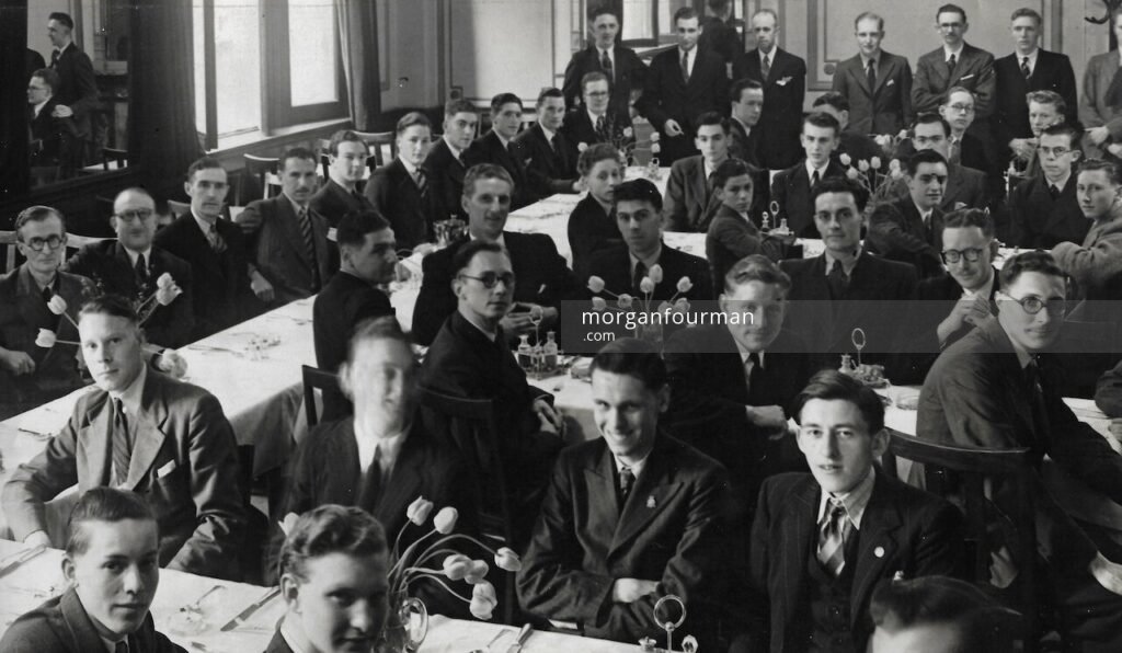 ICAEW City of London District Lunch, 1949-1950. Photo by Cecil Walden Ltd, 45 Gerrard Street, Shaftesbury Ave, London W.1. Donald Morgan is seated far corner.