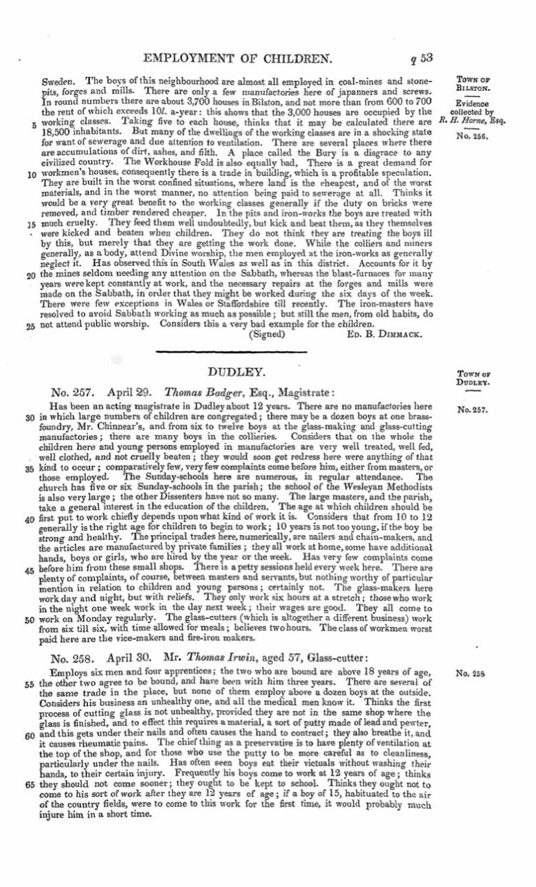 Evidence on the Employment of Children, p. 53